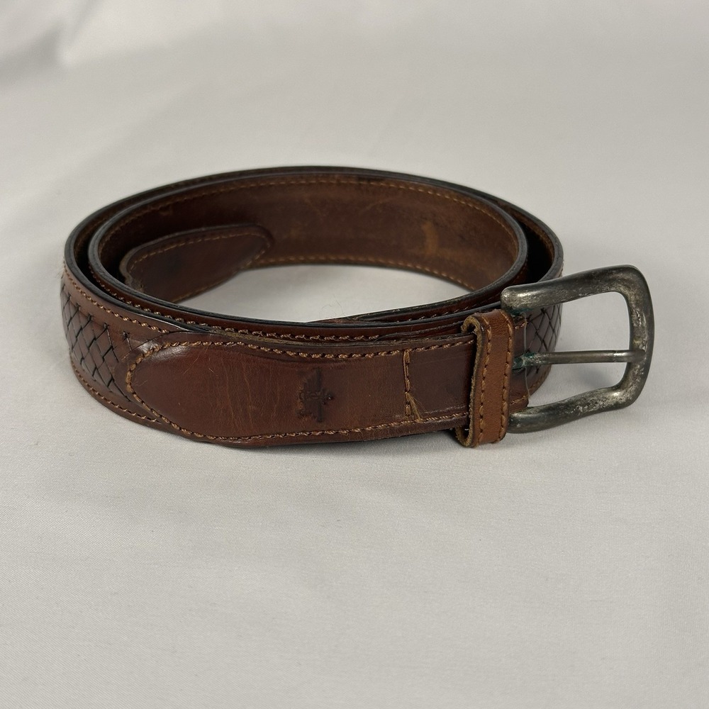Dockers Genuine Leather Belt Men's Size 36 Brown Embossed Made in Argentina